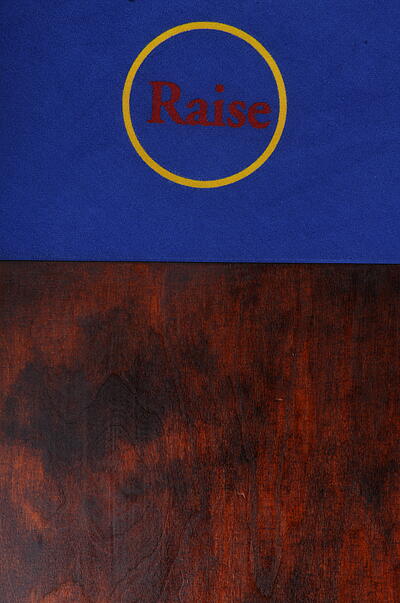 Raise-Feld auf dem Stud-Pokertisch Raise-Feld im gelben Kreis mit roter Schrift auf dem Stud-Pokertisch