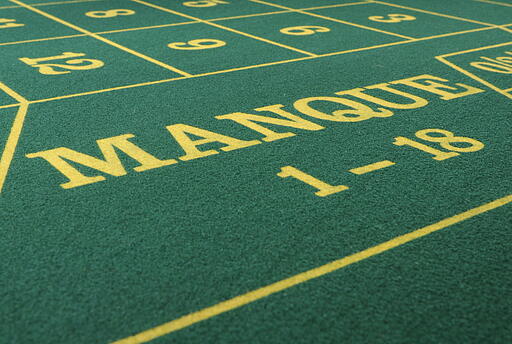 Tableau-Ausschnitt mit Manque Tableau-Ausschnitt des großen Roulette-Tisches mit dem Feld Manque